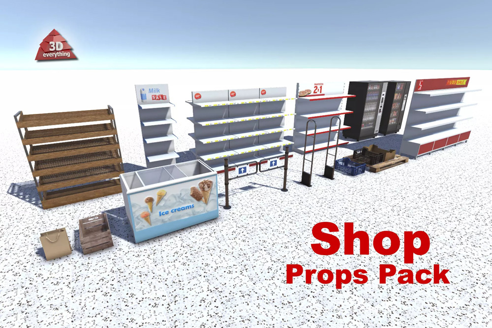 Shop Props Pack 1.1   商店超市家具货柜冰箱防盗门道具