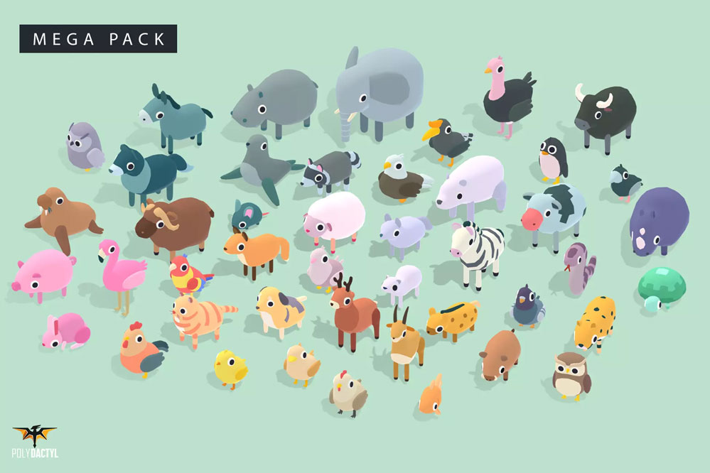 Quirky Series - Animals Mega Pack Vol.1 1.0   卡通动物模型