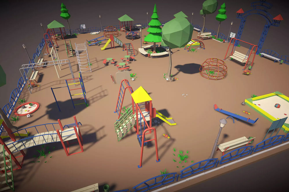 Playground Low Poly 1.0   童乐园游乐场公园场景