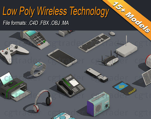 Low Poly Wireless Technology Isometric VR  AR  low-poly 3d model