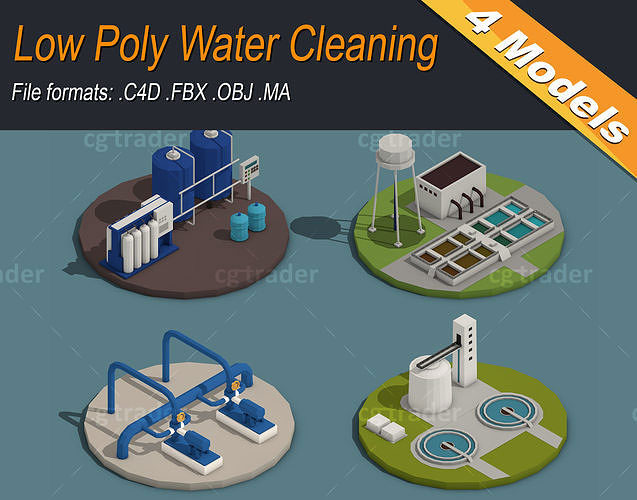 Low Poly Water Cleaning Isometric VR  AR  low-poly 3d model