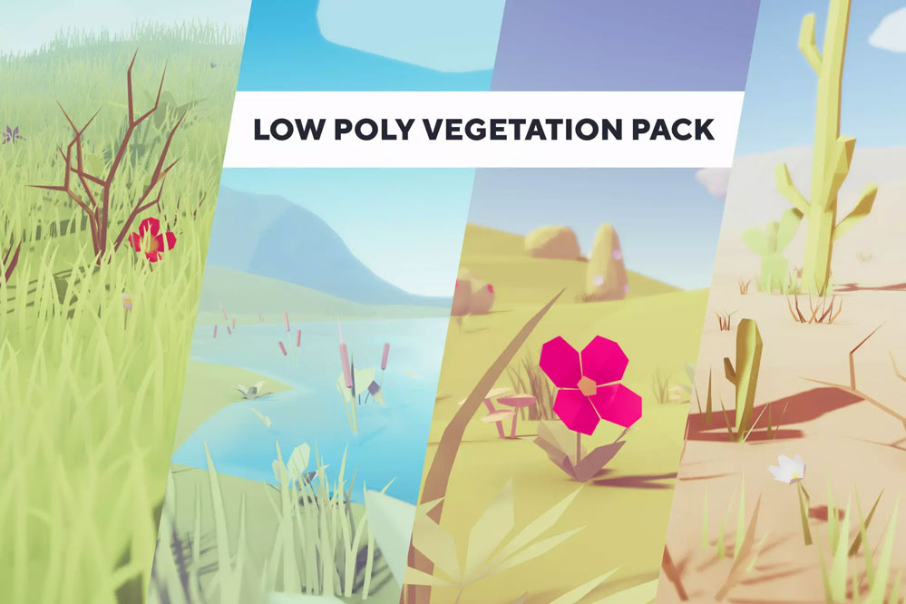 Low Poly Vegetation Pack   卡通低多边形植物花草