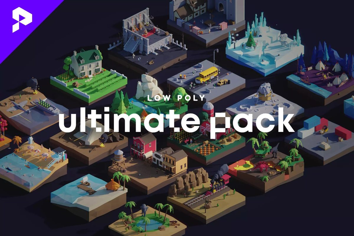 Low Poly Ultimate Pack 5.3      低模 动物 人物 城市 车辆