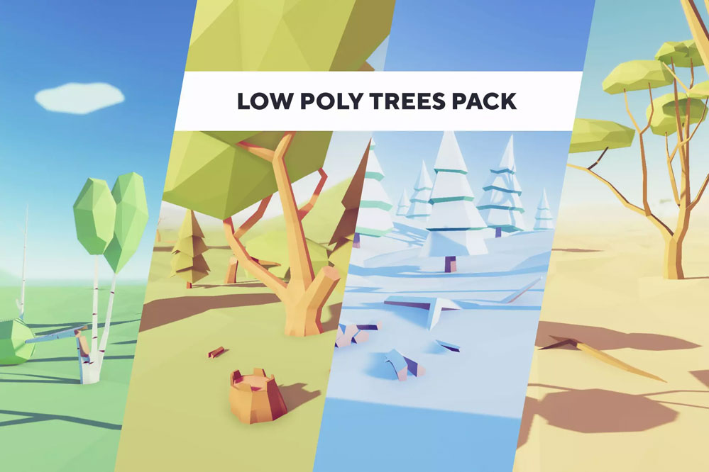 Low Poly Trees - Pack 1.4.3   卡通低聚多边形森林树木