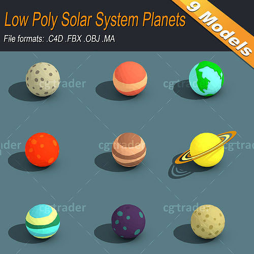 Low Poly Solar System Planets Isometric VR  AR  low-poly 3d model