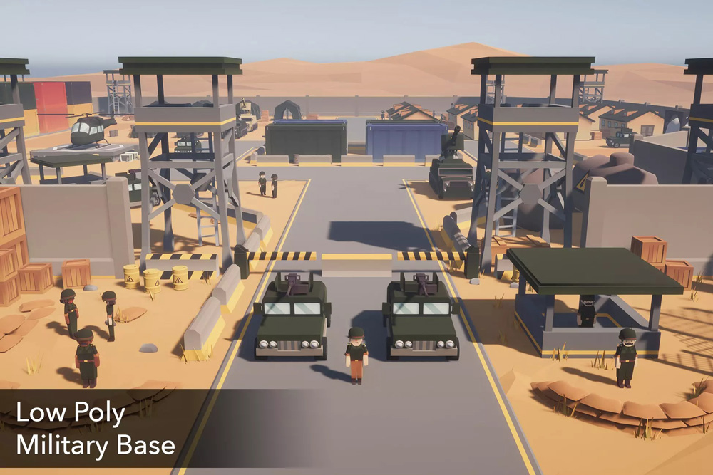 Low Poly Military Base 1.0   卡通军事基地人物场景