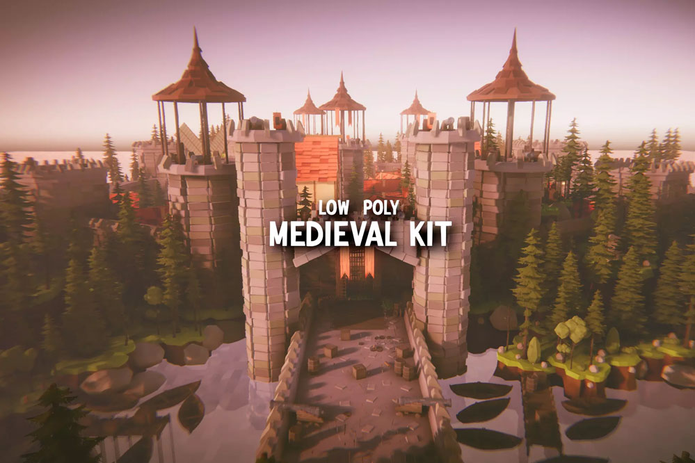 Low Poly Medieval Kit 1.1   卡通中世纪城堡场景