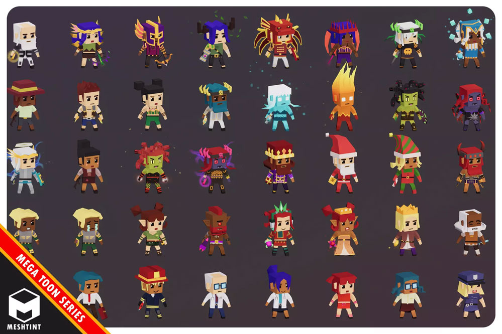 Little Heroes Mega Pack 2.9   卡通低聚可爱方形角色动画