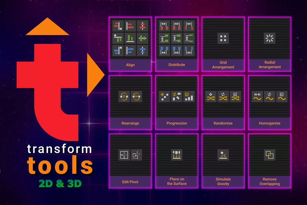 Transform Tools 1.11     游戏对象快速放置工具