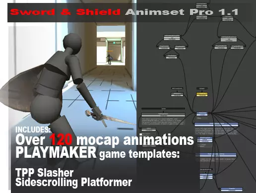 Sword and Shield Animset Pro 1.18  手持剑盾角色动作动画