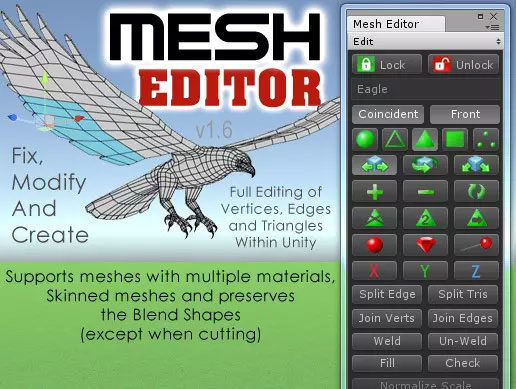 Mesh Editor 1.9   游戏模型网格创建编辑插件工具