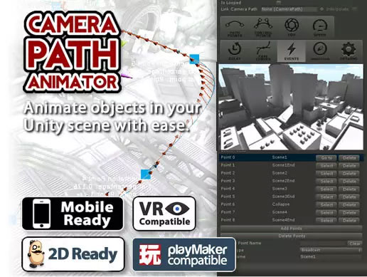 Camera Path Animator - Animate Cutscenes with Splines 3.63   摄影机路径...