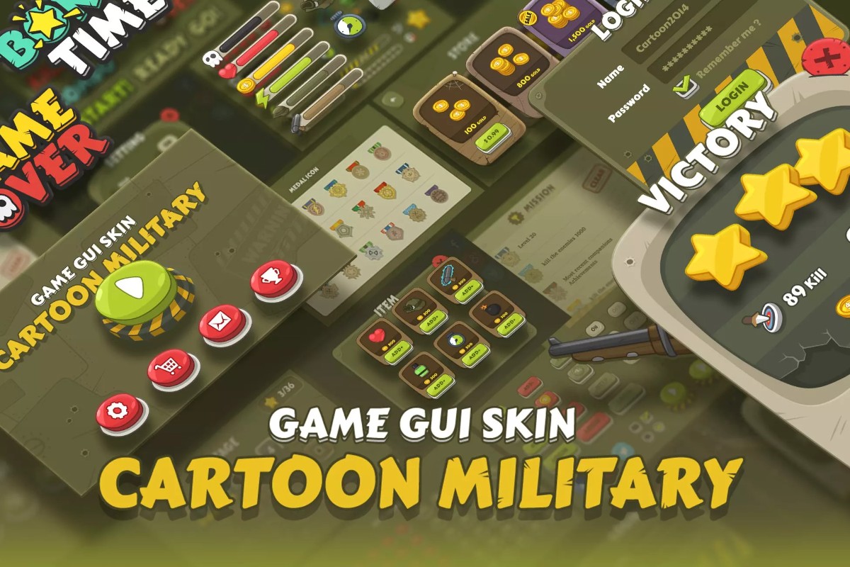 GUI Kit Cartoon Military 1.1按钮界面