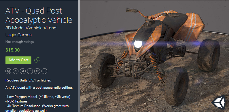 ATV - Quad Post Apocalyptic Vehicle 1.0 四轮摩托车
