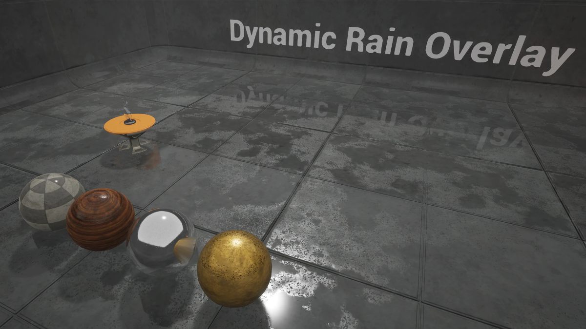 Dynamic Rain Overlay 虚幻4.17-4.26动态模拟雨点滴落物体表面材质