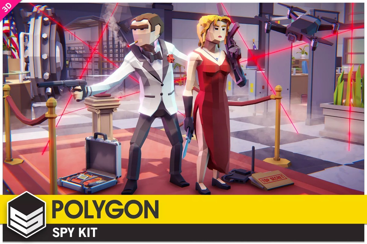 POLYGON - Spy Kit 1.01 低多边形武器车辆道具间谍主题