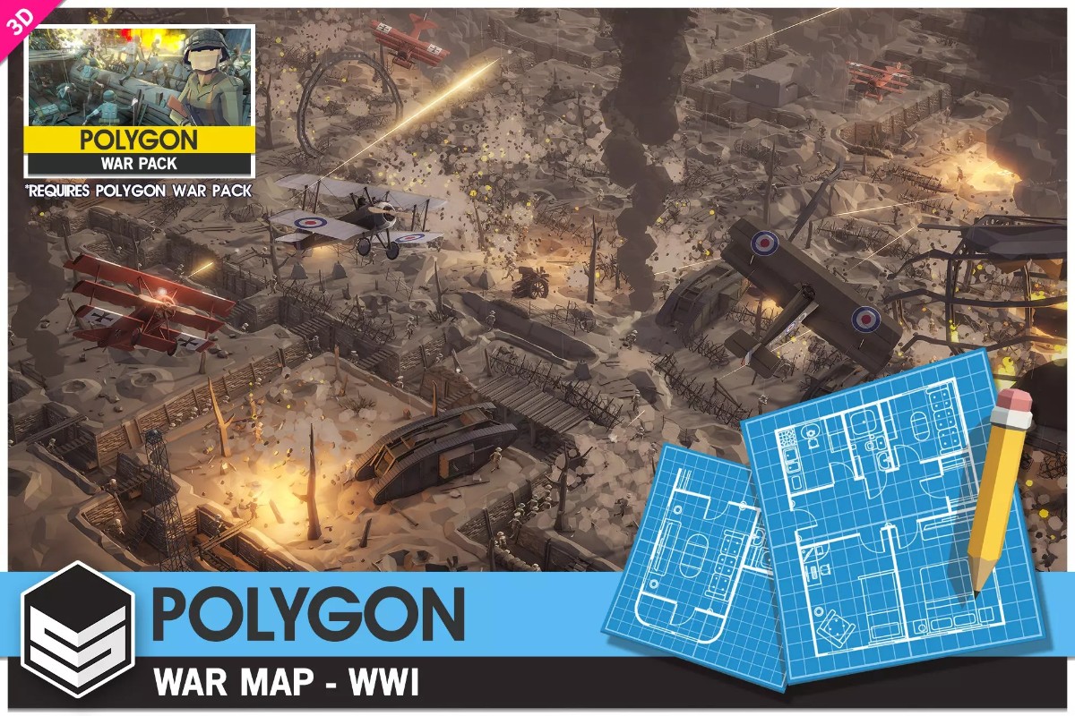 POLYGON War Map - WWI - Low Poly 3D Art by Synty 1.0战争地图