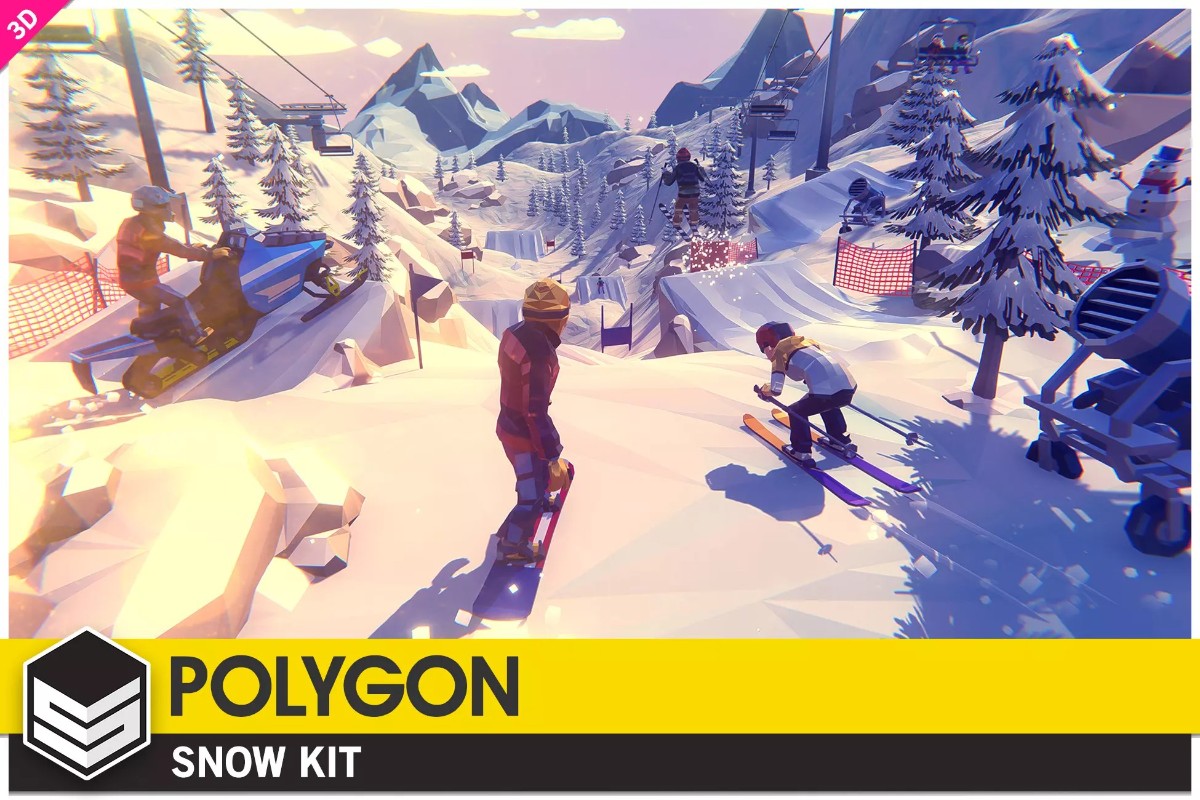 POLYGON Snow Kit - Low Poly 3D Art by Synty 1.2雪地滑雪人物