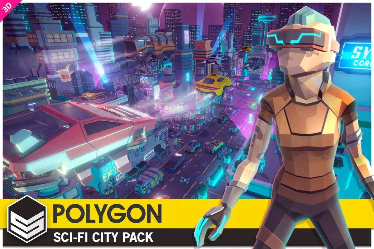 POLYGON Sci-Fi City - Low Poly 3D Art by Synty 1.18卡通科幻城市人物