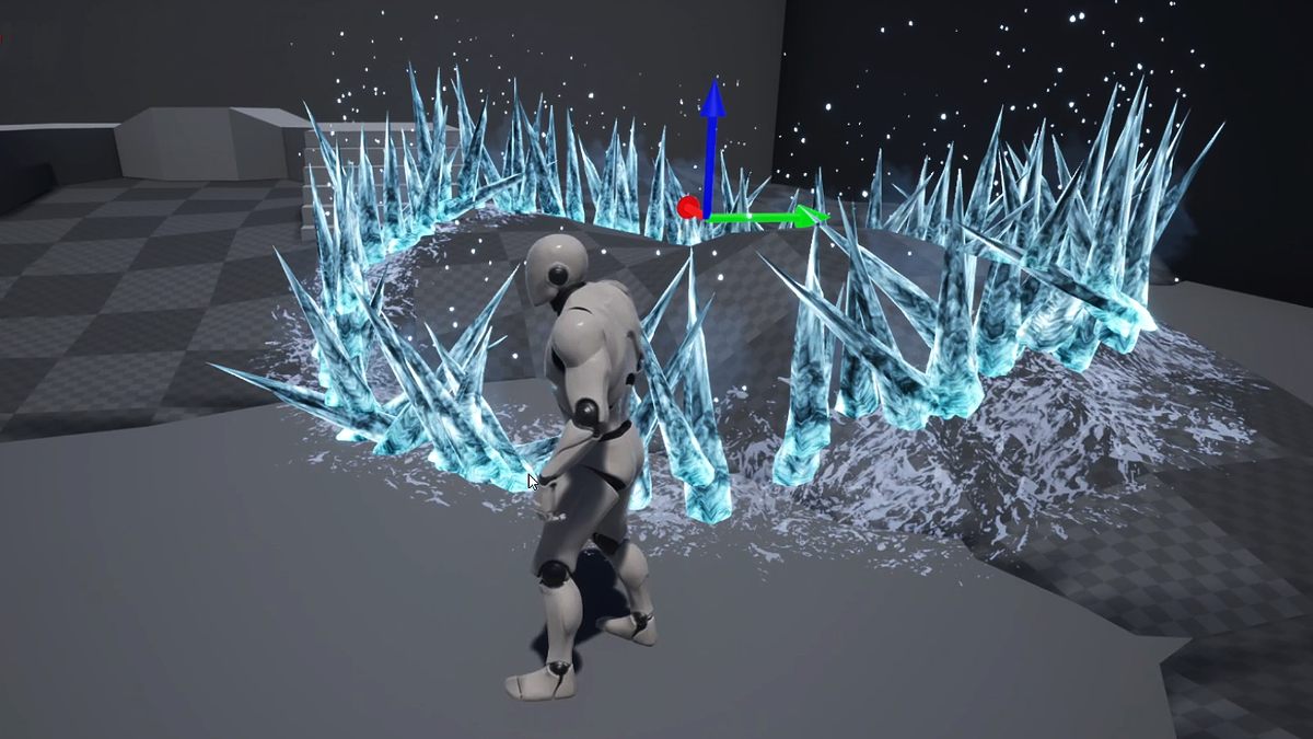 Ice Skill VFX Interactive with Terrain 虚幻4.27 23种魔法攻击特效