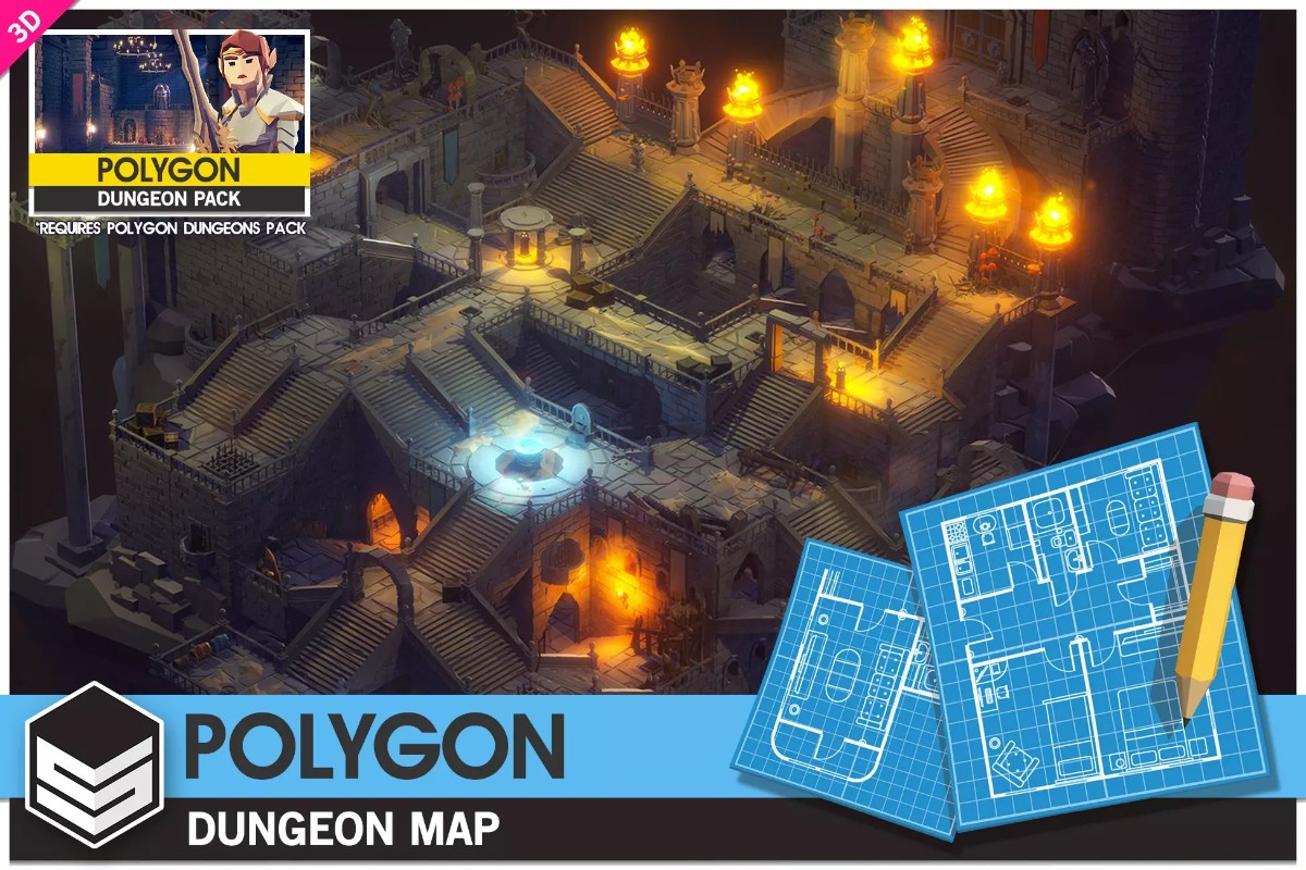 POLYGON - Dungeons Map 1.1地下城堡迷宫场景